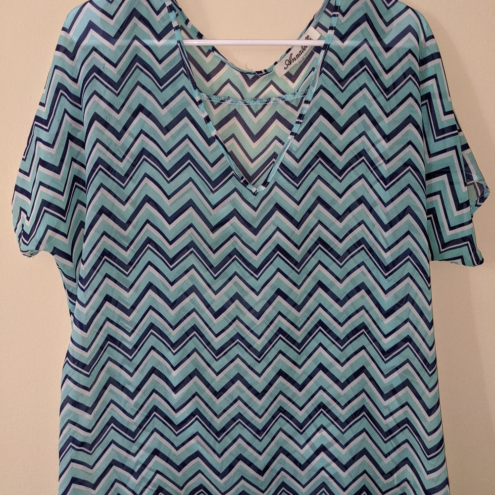 Navy and blue Chevron blouse